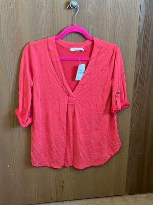 Lush Plunge Neckline Cayenne Red Top Women's Size XS