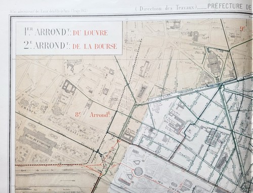 Paris 1 & 2 èm- Préfet POUBELLE Très Rare Plan de 1885 - 1/5000 (66,5 x 93,5 cm) - Picture 2 of 5