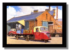 BR Scammell Scarab "Mechanical Horse" & Ford Thames framed picture free p&p UK