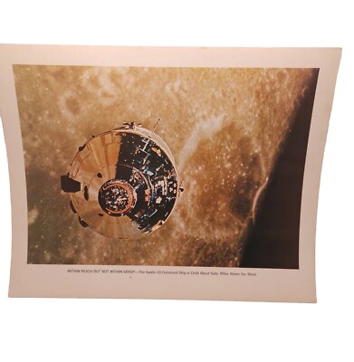 1969 NASA Photo Apollo 10 Moon Mission Command Ship 60 Miles Above Lunar Surface