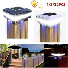 4/8/12pack LED Solar Post Lights Outdoor Garden Fence Deck Cap IP65 Waterproof