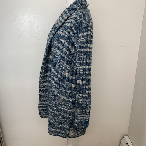 Cardigan aperto Rachel Roy blu medio maglia cavo misto lana tasche morbido casual - Foto 5 di 13