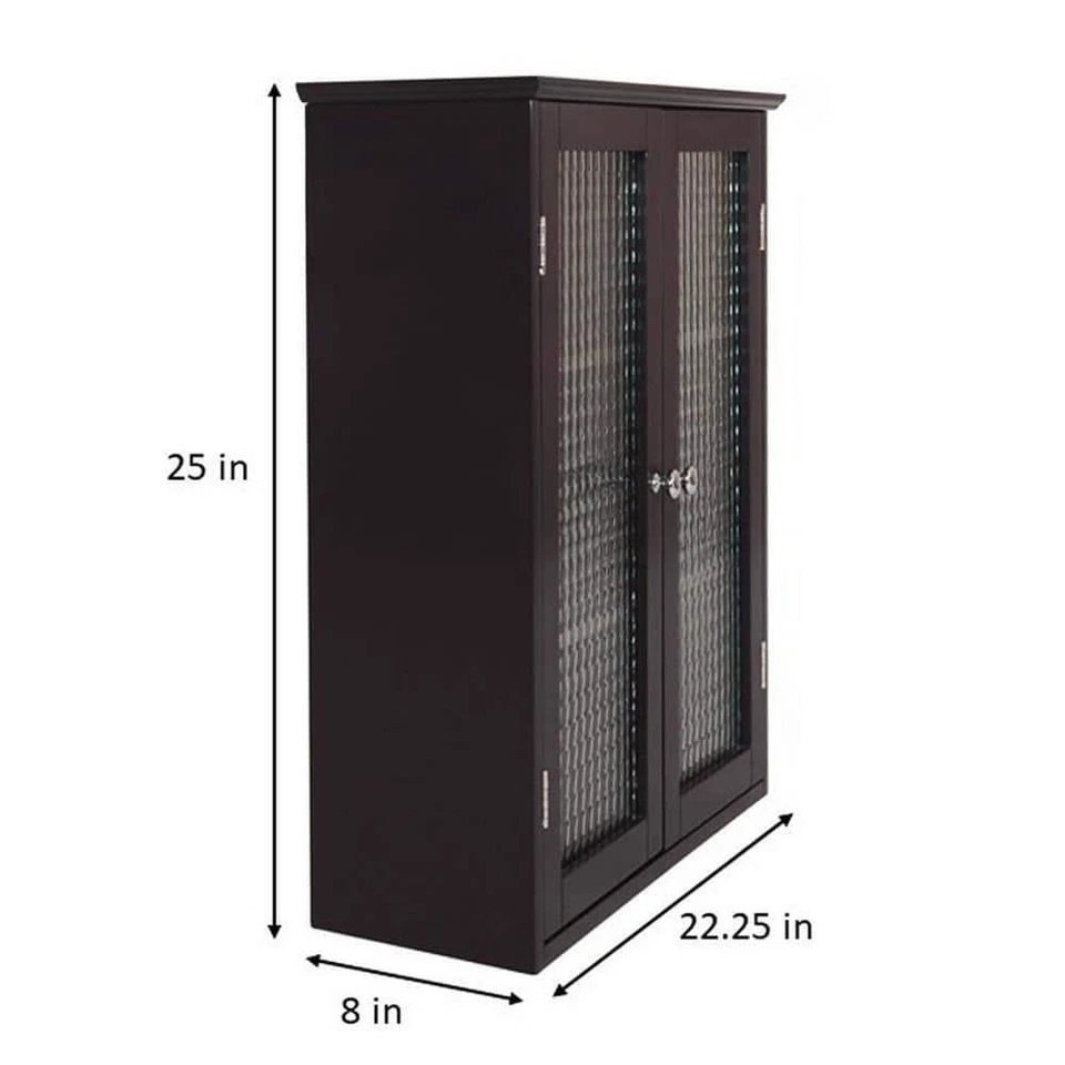 Armario de pared de baño Teamson Home 25"Hx22,24"W almacenamiento + dos puertas de vidrio espresso Foto 4 de 4