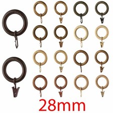 Wooden Curtain Rings 28mm - Multi Colour - Hooks, Clips, Curtain Pole Multi-Buy
