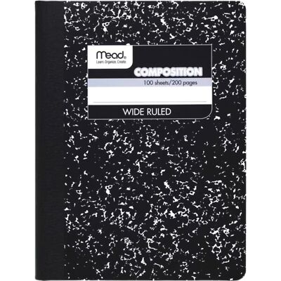 Composition, Wide Ruled Comp Book, Writing Journal Notebook with Lined Paper,