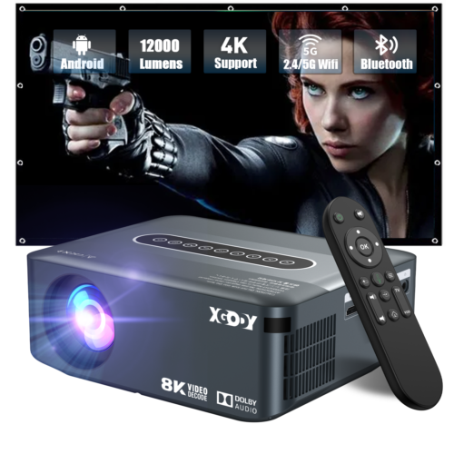 UHD Projector 12000 Lumens WIFI 8K Bluetooth Home Theater Movie Cinema HDMI USB - Picture 1 of 12