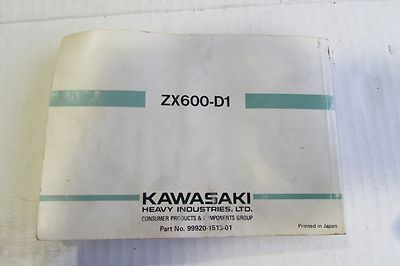 OEM KAWASAKI OWNERS MANUAL ZX-6 ZX 600 D1 NINJA 90 1990 99920-1513