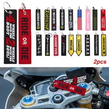 2pcs New Double Sided Embroidered Key Chain Motorcycle Tag Luggage Keyring Gift