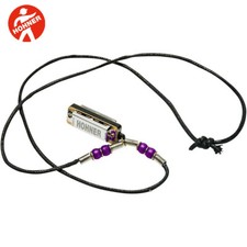 Hohner M38N-PU Mini Diatonic Harmonica Necklace with Purple Beads