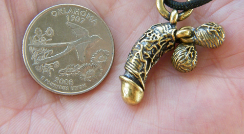 Penis Messing Kugeln Halskette Dick Charm LGBT Junggesellenabschied goldfarbene Kette 24" NEU! - Bild 5 von 5