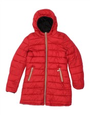 K-way Womens Reversible Hooded Padded Coat Uk 10 Small Red Polyester Wm01