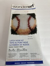 WonderArt  Baseball Latch Hook Kit 8" X 8" Rug Wall Hanging