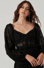 ASTR the Label NWT Chrisley Lace Long Sleeve Mini Dress in Black Size M