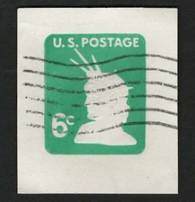 US 1968 #U551 Green 6c Statue of Liberty Head Cut Square Used