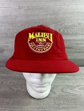 Vtg CO Leisure Sports Baseball Hat Cap Adjustable "Malibu Inn Restaurant" Red