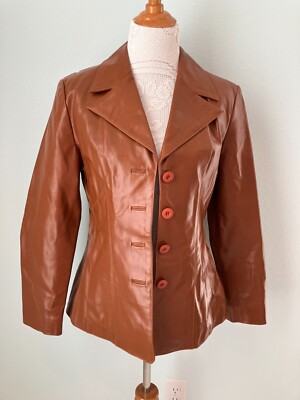 Womens Wilsons Brown-Rust Leather Jacket Fitted 70's Retro Style NWOT Read Desc.