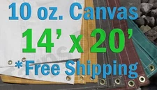 14 Ft. x 20 Ft. 10 Oz. Cotton Canvas Breathable Water Resistant Tarps