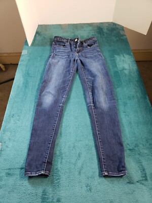 American Eagle Jeans Sz 0 Womens Blue Denim Pants Ladies High Rise Jegging