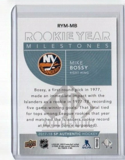 2017-18 SP Authentic Rookie Year Milestones RYM-MB Mike Bossy NY Islanders  - Image 2 of 2