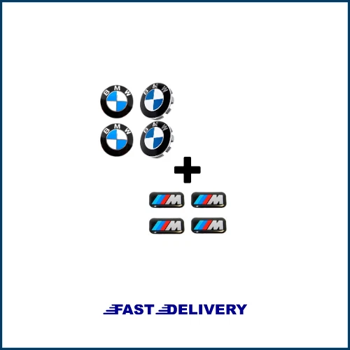 4 BMW Wheel Centre Caps+ badges Fits Most 1 3 5 7 Series X6 M3 Z4 E46 E90 68mm - Image 1 of 1
