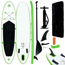 Inflatable Stand Up Paddleboard Set Green and White vidaXL