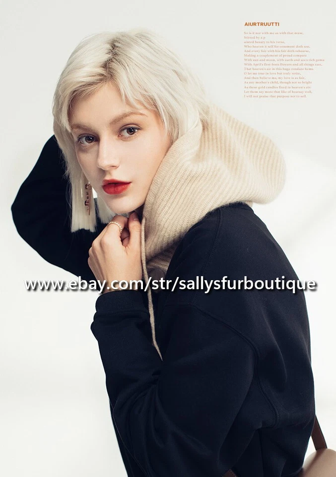 Bufanda 100 % pura mongola cachemir cuello a rayas sombrero suave delicado unisex Foto 3 de 4