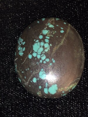 Qingu Mine Spiderweb Turquoise Gemstone Cabochon 32.6 x 26.9 x 7.8 mm 36.5 cts