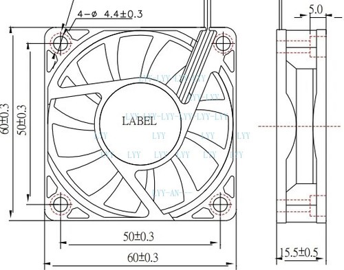 EVERFLOW R126015SM 12V 0.20A 6015 6CM 2-pin cooling fan - Afbeelding 3 van 3