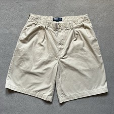 Polo Ralph Lauren Shorts Mens 36 Brown VTG Classic Cotton Khaki Pleated Tyler