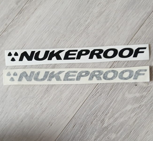 Nukeproof Vinyl Decal Stickers Set 2pc Matte Black/Silver 24cm x 2.5cm