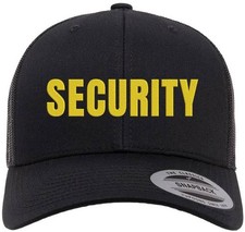 Security Guard Trucker Hat Large Text Embroidered Bouncer Mesh Snap Back Cap