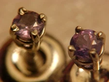 NATURAL GENUINE .23ct RUSSIAN ALEXANDRITE PLATINUM EARRINGS w/  THREADED POSTS