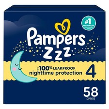 Pampers ZZZ Overnight Diapers, Size 4 22-37 4, Swaddlers Overnights