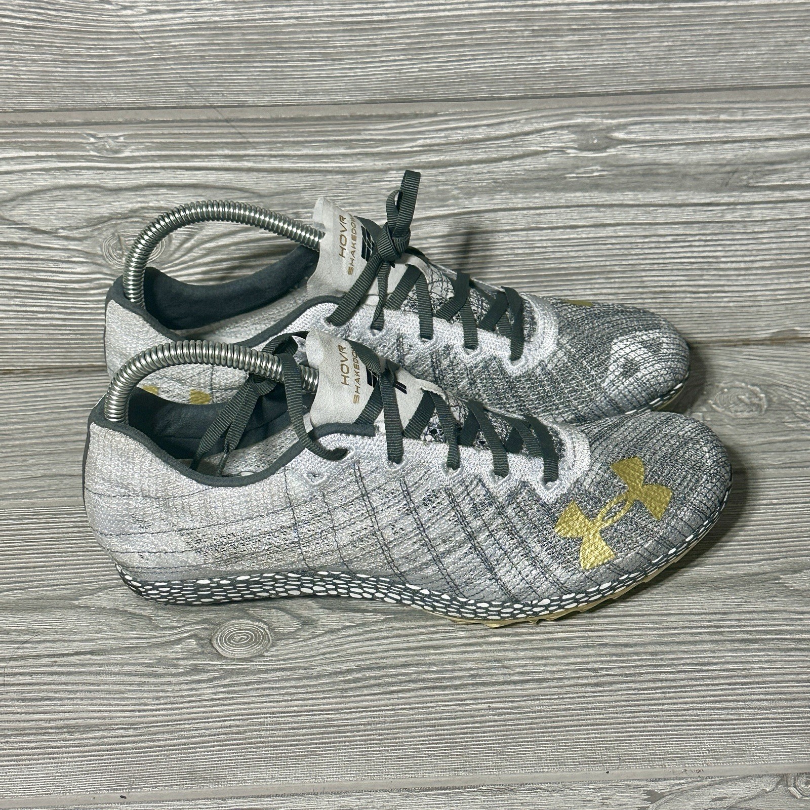 UNDER ARMOUR UA HOVR Shakedown Track Field Racing Spikes Halo Grey Men's Size 8 thumbnail 2