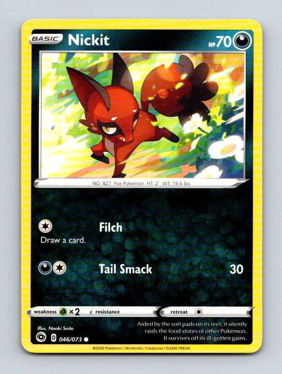 Nickit 46/73 Common Champion's Path Pokemon Near Mint