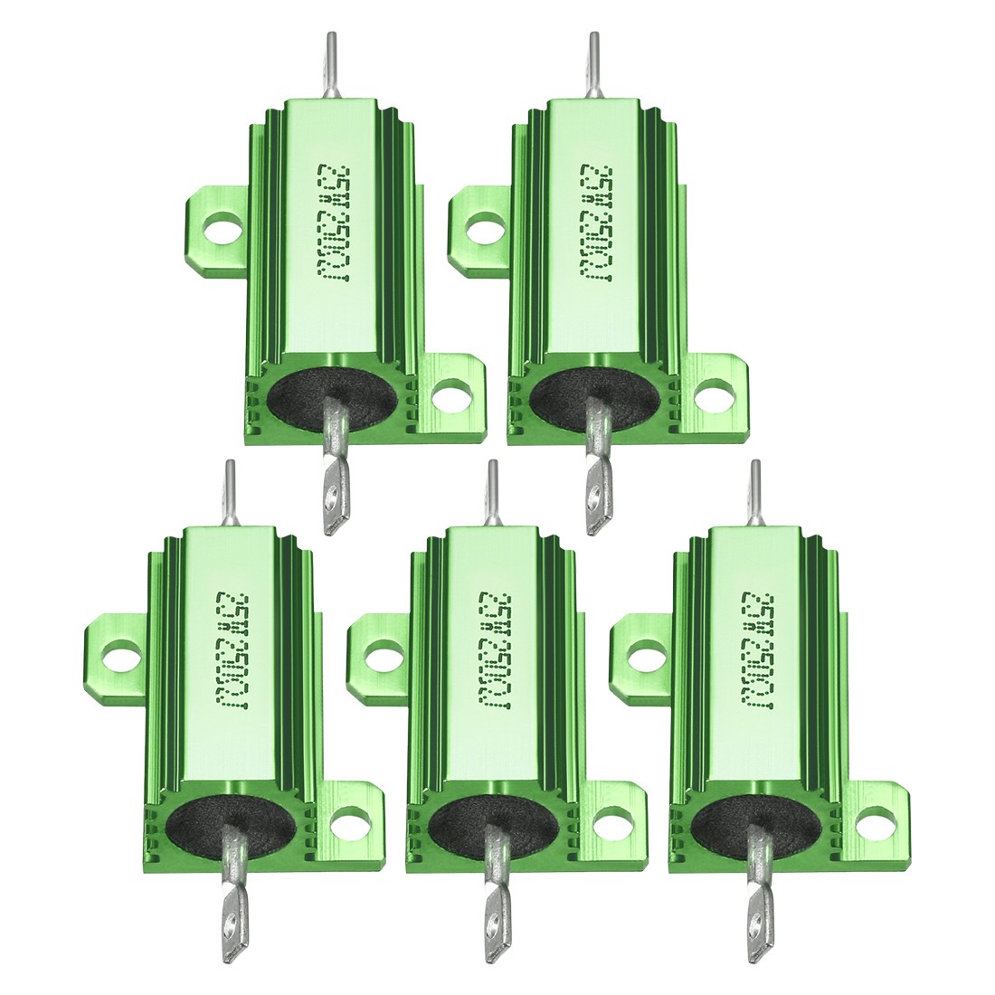 5 Pcs Aluminum Case Resistor, Great for Daily Use (Green, 25W 250 Ohm)