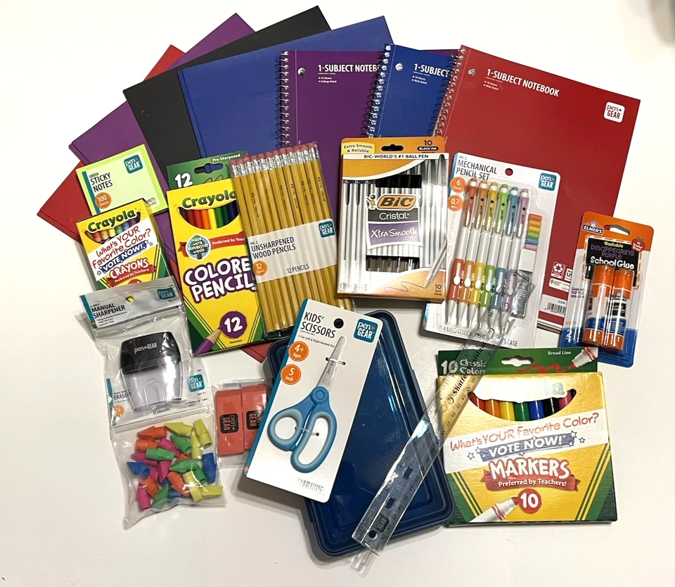 School Supplies Bundle Notebooks Pencils Erasers Scissors Crayons Markers Lot - Image 2 of 4