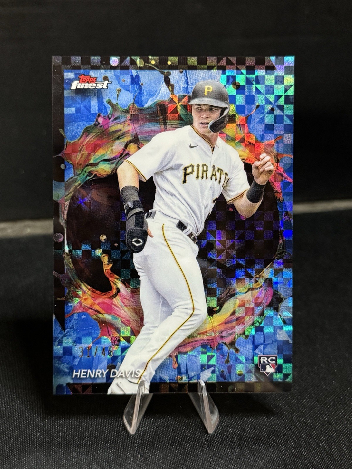 2024 Topps Finest Henry Davis Rare Blue Checkerboard Refractor RC /49 #289