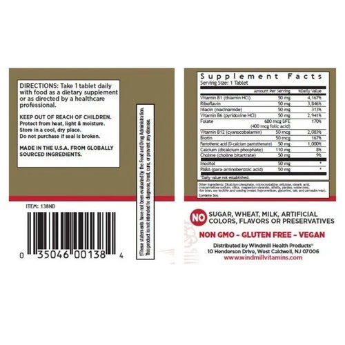 Vitamina B -50 Super 100 Tabs de Windmill Health Foto 2 de 2