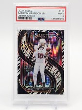 MARVIN HARRISON JR 2024 SELECT PREMIER LEVEL ROOKIE ZEBRA SHOCK SP PSA 9 Q0004