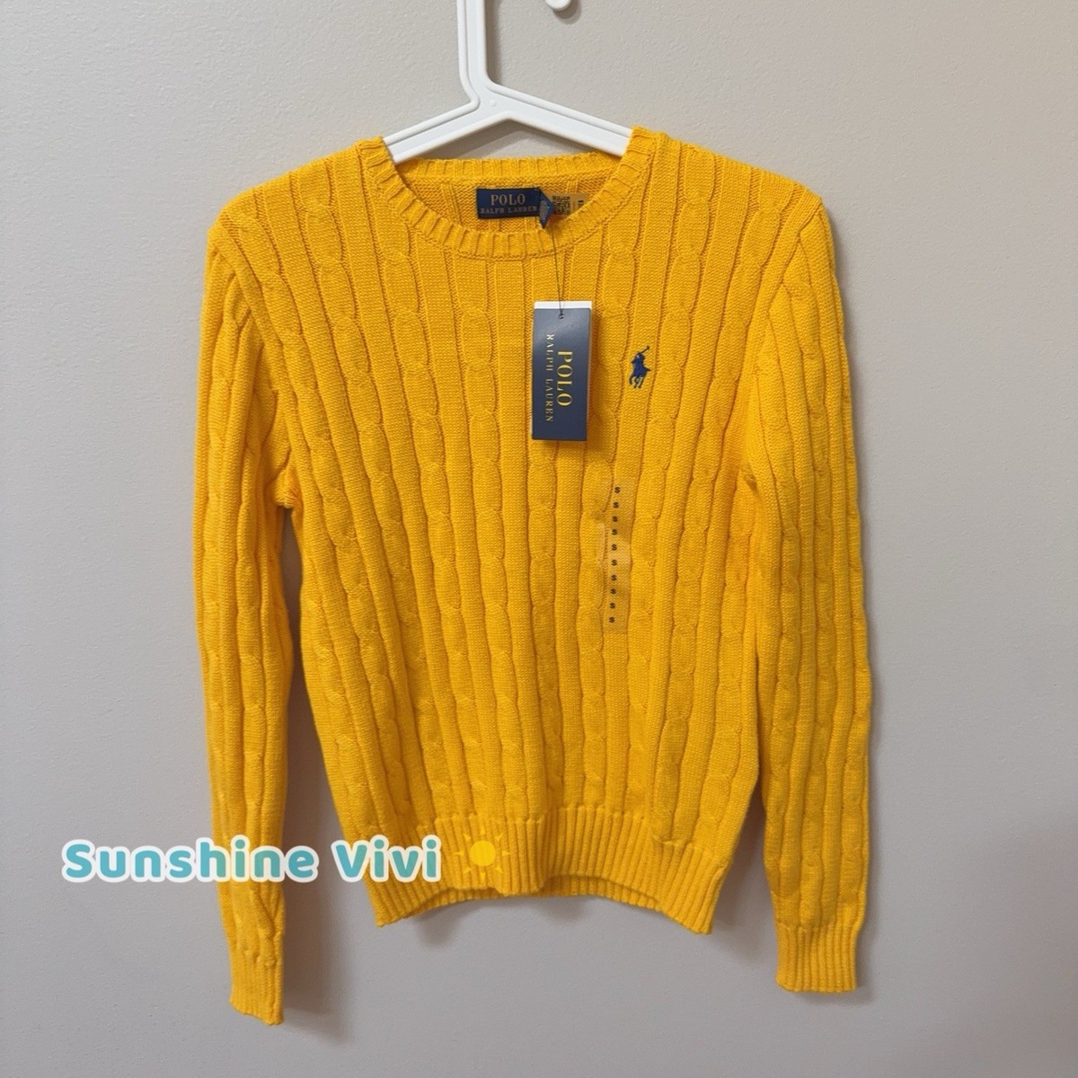 ⭐︎POLO RALPH LAUREN ⭐︎長袖ニット／黄色 NWT Polo Ralph Lauren Cable Knit Crewneck Sweater Yellow Women's