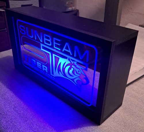 SUNBEAM TIGER Logo Mirrored LED Lighted Sign With Remote - Picture 14 of 19