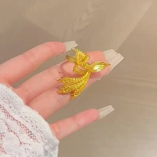 Phoenix Pearl Filigree Inlay Adjustable Ring Chinese Vintage Palace Style