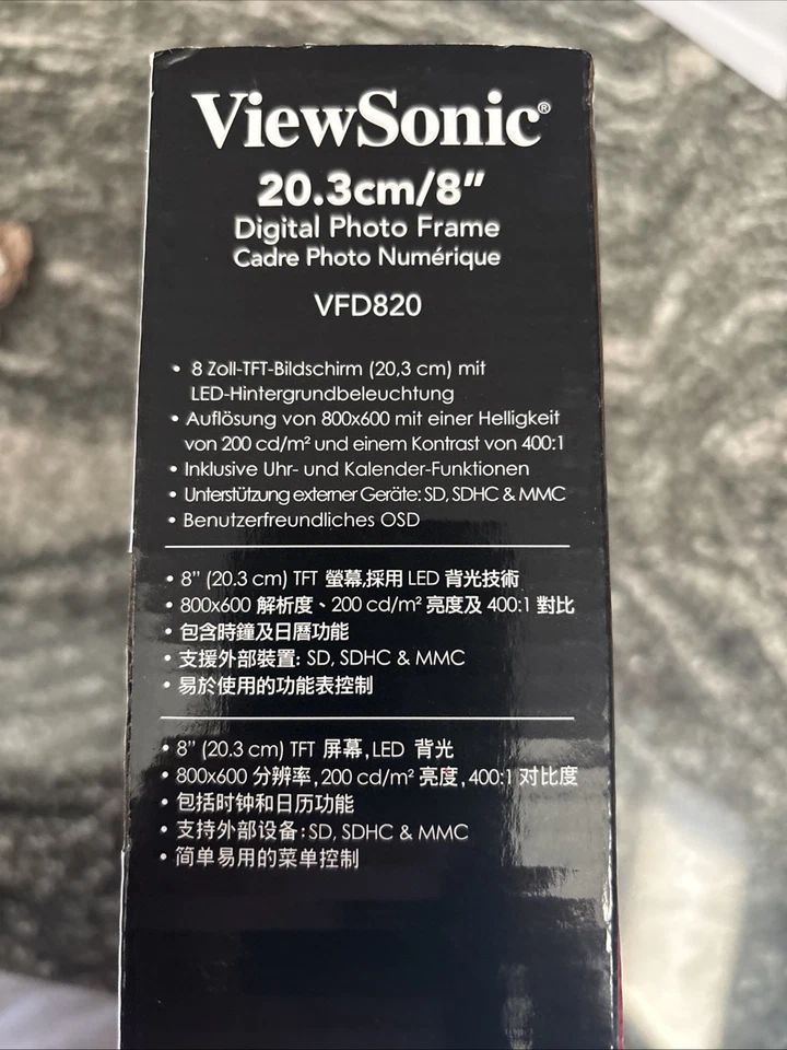 ViewSonic 8” Digital Photo frame w/Auto On/Off Light Sensor VFD820 - Image 4 of 4