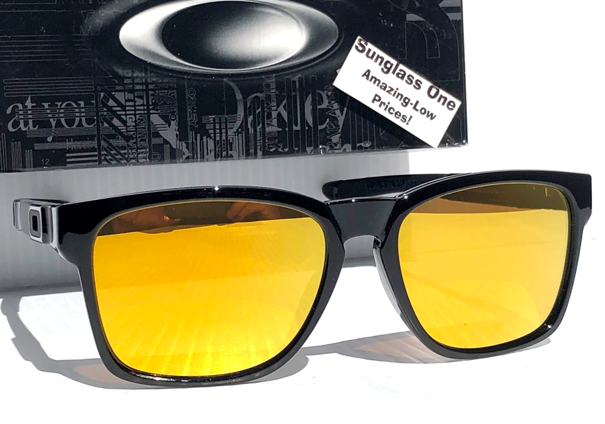 NEW Oakley CATALYST Shiny Black Frame 24K Gold Mirror Lens