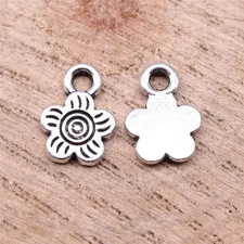 80PCS Antique Silver Tone Metal Tiny Flower Charm Pendant XCS121
