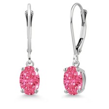 14K White Gold Fancy Pink Zirconia Earrings for Women 1.52 Cttw Gemstone