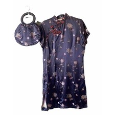 Cheongsam Dress Womens Large  Purse Black Satin Geisha Oriental Asian Mini