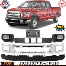 Front Bumper Face Bar Chrome Fog Lights Assembly Kit For 2015-2017 Ford F-150