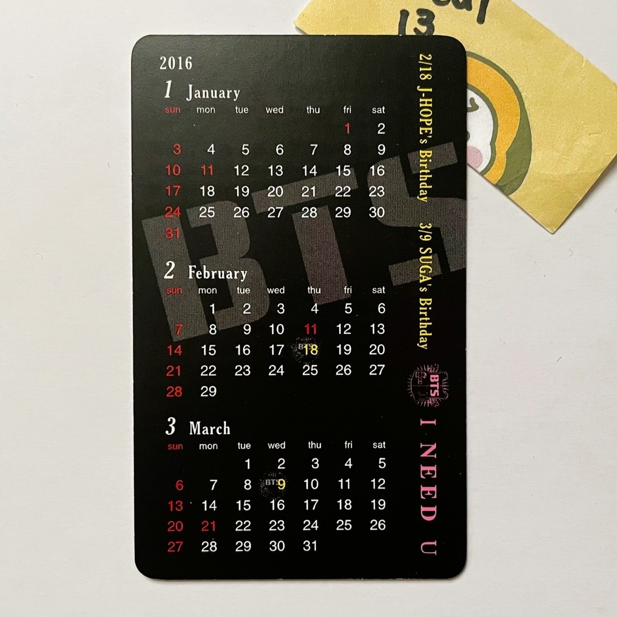 BTS SUGA I NEED U official Photocard Japan Limited calendar | eBay